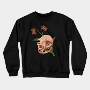 Animal Skull with Dead Flowers Crewneck Sweatshirt